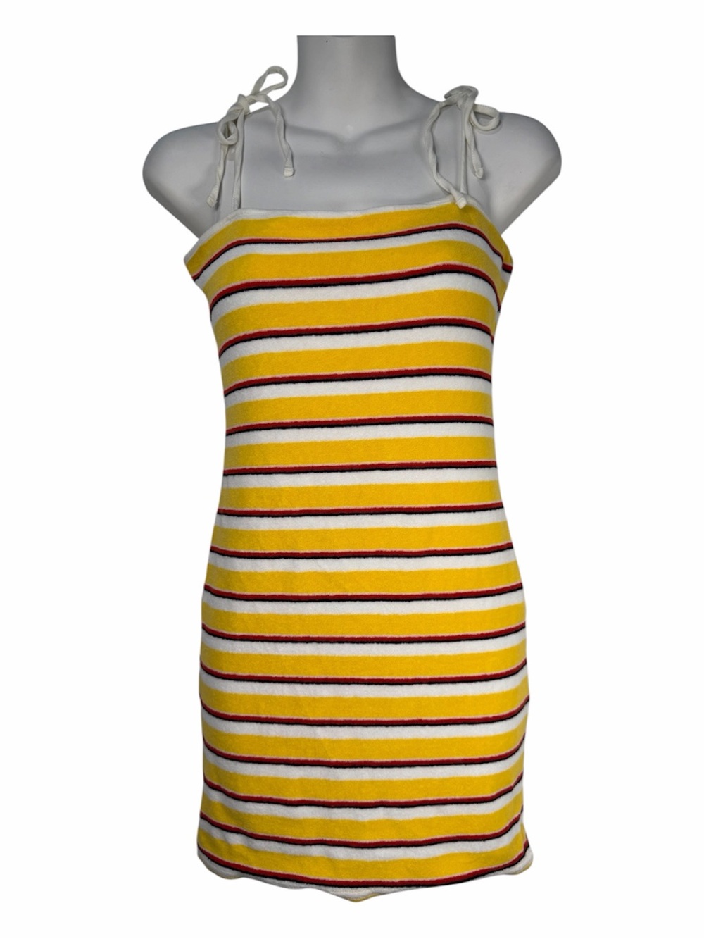 Solid & Striped Yellow Terry Cloth Mini Dress M Adjustable Straps Swim Coverup